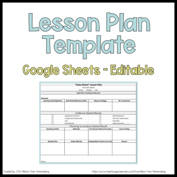 Preview of Lesson Plan Template | Google Sheets