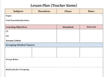 Preview of Lesson Plan Template (Highly Effective!)