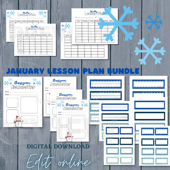 Preview of Lesson Plan Template, January Lesson Plan, Teacher Resource