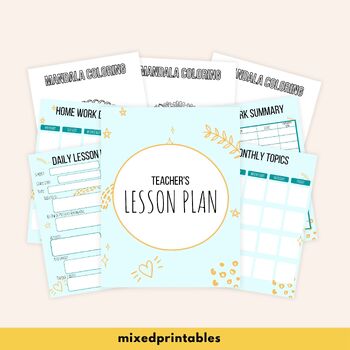 Preview of Lesson Plan Template, Lesson Planner Printable, Homeschool Teacher Planner, Week
