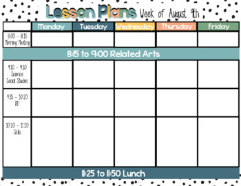 Preview of Lesson Plan Template - Modern Boho Calm Colors