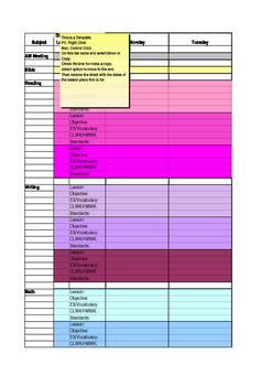 Preview of Lesson Plan Template (Multi-grade class)