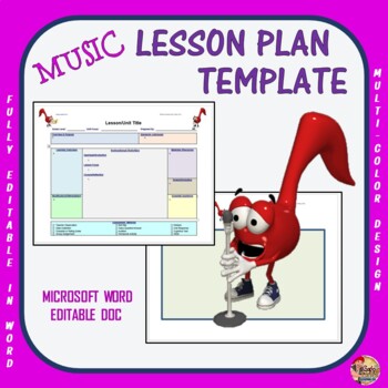 Preview of Lesson Plan Template- Music (Editable)