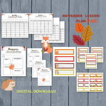 Preview of Lesson Plan Template, November Lesson Plan, Teacher Resource