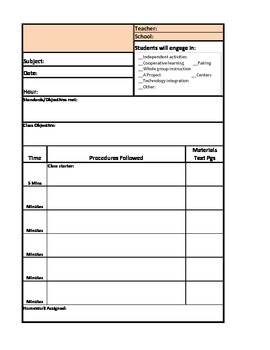 Preview of Lesson Plan Template-Orange