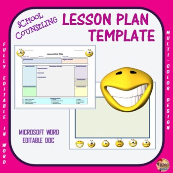Preview of Lesson Plan Template- School Counseling (Editable)