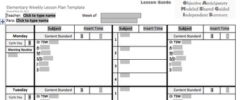 Preview of Lesson Plan Template WEEKLY created in Microsoft Word