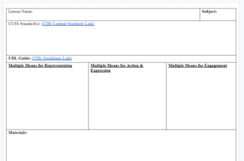 Preview of Lesson Plan Template With UDL
