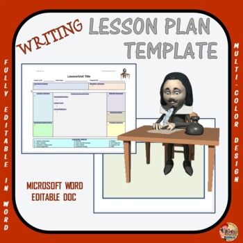 Preview of Lesson Plan Template - Writing (Editable)