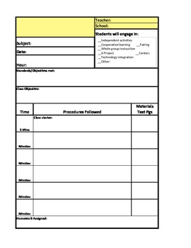 Preview of Lesson Plan Template-Yellow
