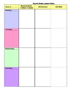 Lesson Plan Template for Binder by 24-7 Teacher | TPT