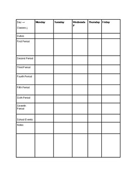 Preview of Lesson Plan Template for Junior High and High school School teachers