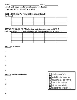 Preview of Lesson Plan Template for Orton-Gillingham Lessons