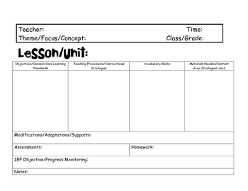 Preview of Lesson Plan Template for Special Education Teachers