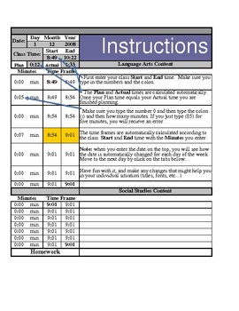 Preview of Lesson Plan Template with automatic time frames