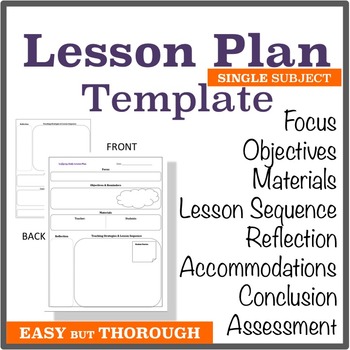 Preview of Lesson Plan Template - Single Subject (Graphic Organizer)
