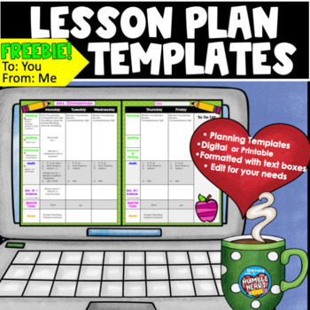 Preview of Lesson Plan Templates: Editable, Digital, and Printable for 4, 5, and 6 Subjects