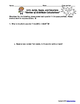 Lesson Plan Titration Calculations By Msrazz Chemclass Tpt