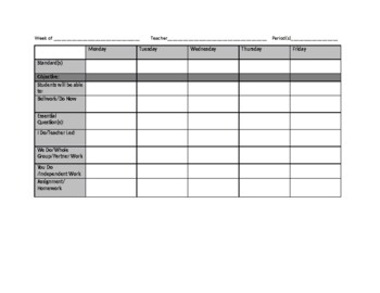 Lesson Plan - Week at a Glance v2 by Donna K | TPT