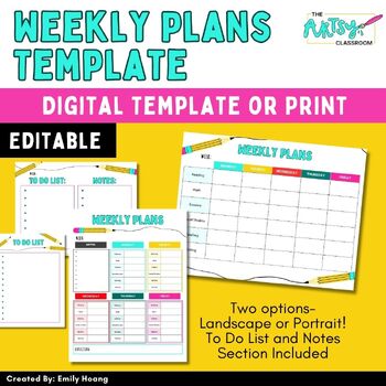 Preview of Lesson Plan / Weekly Agenda Templates Editable Back to School (Pencil Theme)