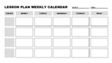 Lesson Plan Weekly Calendar