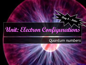 Preview of Lesson Plan: Writing Quantum Numbers for Electrons