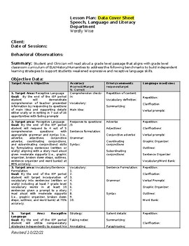 Preview of Lesson Plan for ELA/Language/Vocabulary Wordly Wise