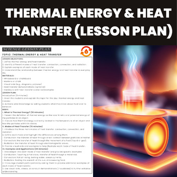 Preview of Lesson Plan for Thermal Energy & Heat Transfer Methods | Physics Lessons Plans