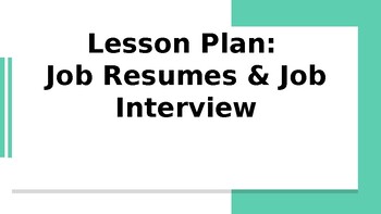 Preview of Lesson Plan on Job Resume