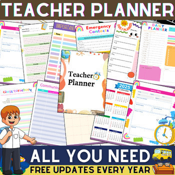 Preview of Teacher Planner Printable & Editable & Digital | Weekly and Daily Lesson Planner