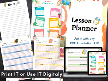 Preview of Lesson Planner Printable & Editable Digital | Weekly and Daily Teacher Planner