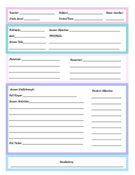 Preview of Lesson Planner for Texas Teachers - Instant Download - Ready to Print -  Pastel