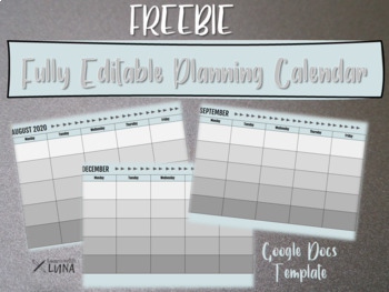 Preview of Lesson Planning Calendar FREEBIE