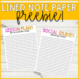 Lesson Planning/Note Lined Paper - Freebie!