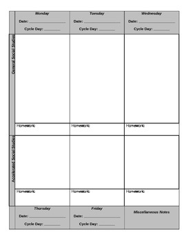 Preview of Lesson Planning Sheets for Weekly Assignments