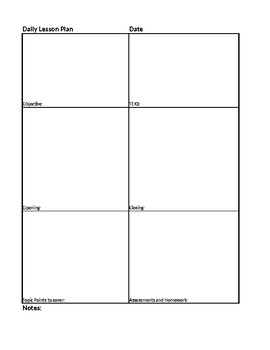 Preview of Lesson Planning Worksheet Daily, Weekly, Monthly