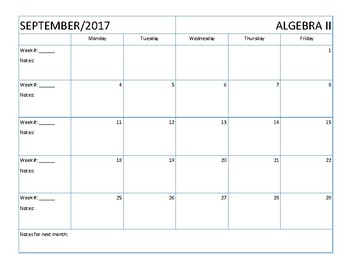 Preview of Lesson Plans Calendar- blank