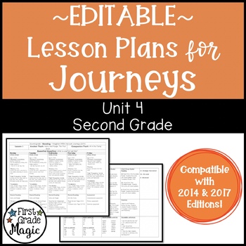 Preview of Journeys Lesson Plans Second Grade Unit 4 {EDITABLE!}