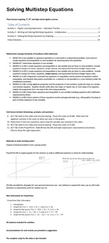 Preview of Solving Multistep Equations (Lesson Plan Package)