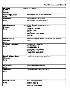 Preview of Lesson Plans Template: EDITABLE