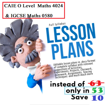 Preview of Lesson Plans for CAIE O Level  Maths 4024 & IGCSE 0580 editable .docx format