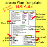 Lesson Plan Template EDITABLE for First Grade and Second Grade