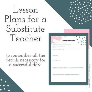 Preview of Lesson Plans for a Substitute Teacher