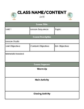 Preview of Lesson Plant Template