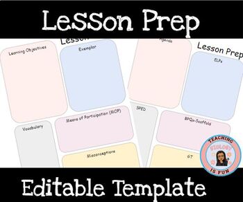 Preview of Lesson Prep Lesson Planning Template EDITABLE