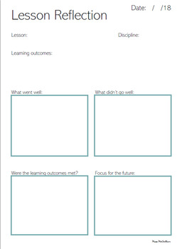Lesson Reflection Template by Miss McCallum | Teachers Pay ...
