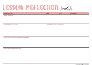 Preview of Lesson Reflection Template