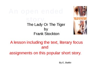Preview of The Lady Or The Tiger by Frank Stockton