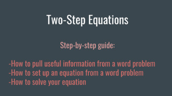 Preview of Lesson: Two-Step Equation Word Problems