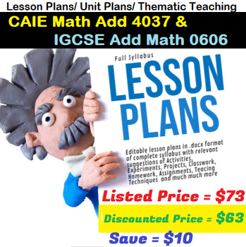 Preview of Lesson/Unit plan CAIE Additional Mathematics 4037 & IGCSE 0606 Full New Syllabus